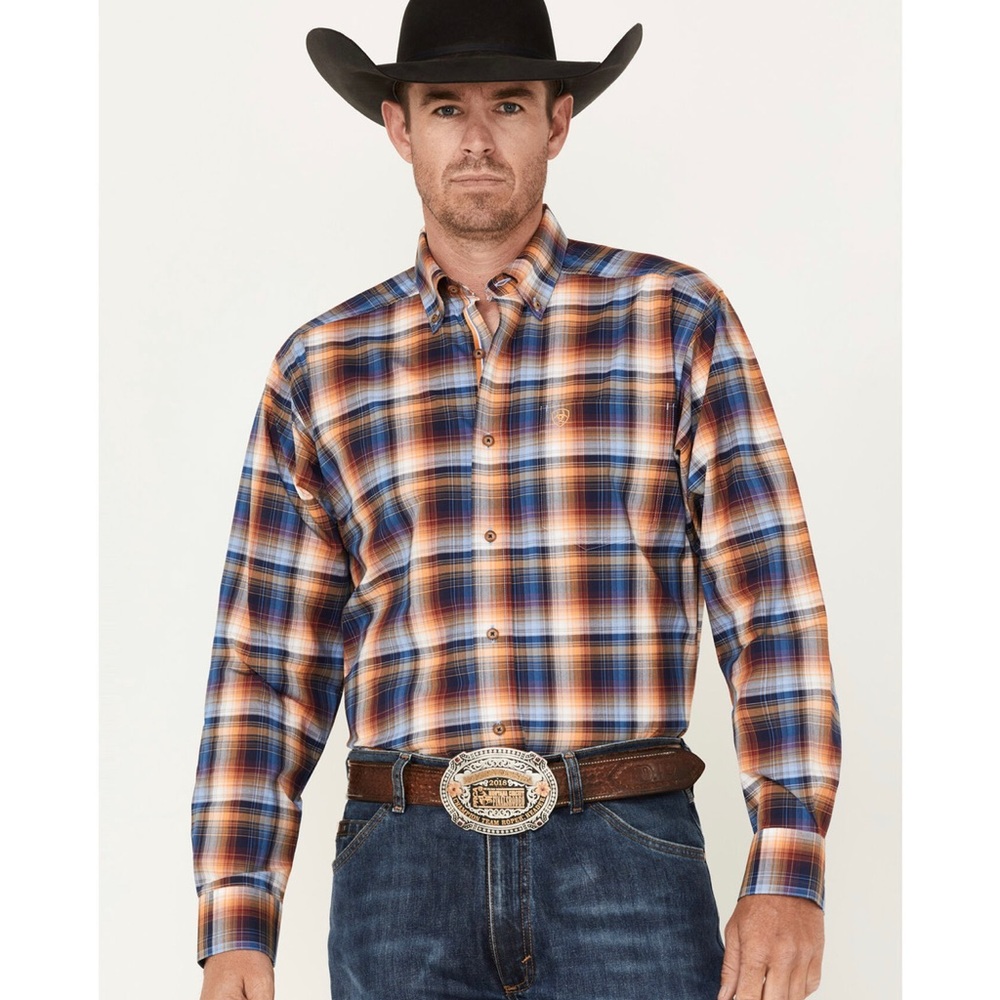 ARIAT MEN'S NIGEL STRETCH PLAID PRO BUTTON DOWN WESTERN SHIRT- Size XXL